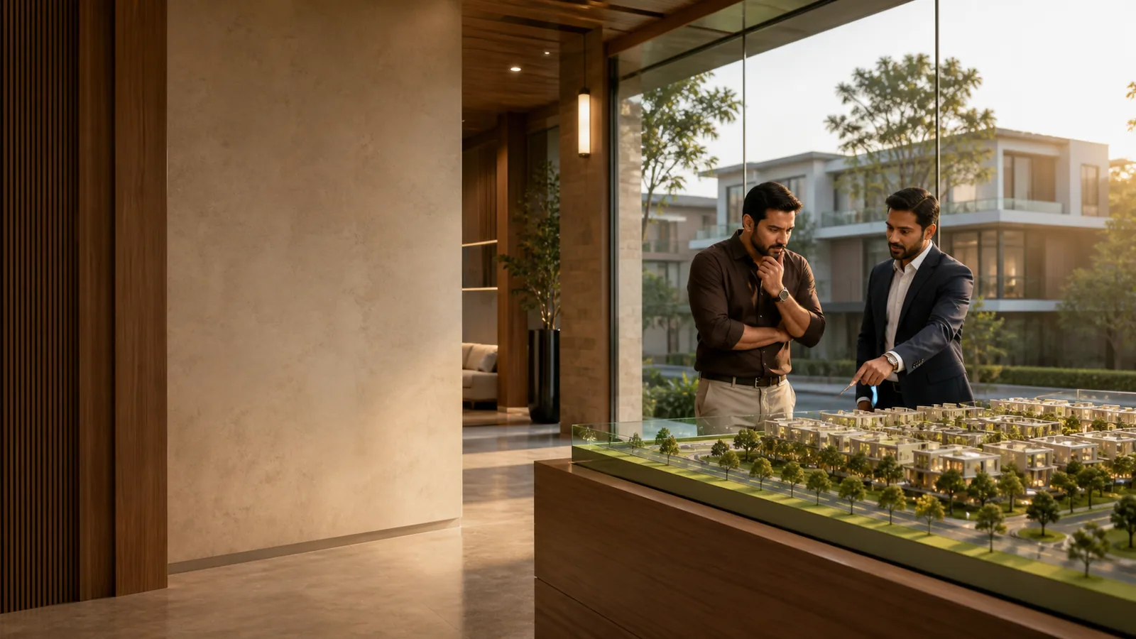 Investor viewing a residential property layout